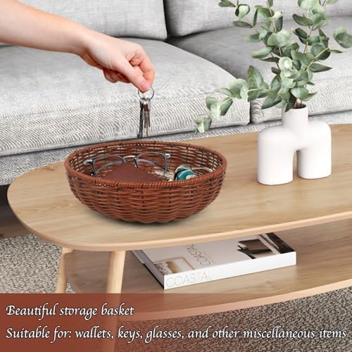 Imitation Wicker Bread Basket, 3 Pack Woven Rattan Basket Round Woven Baskets Woven Breads Baskets For Serving Vegetables, Kitchen, Restaurant, Outdoor, 3 Sizes (Brown) - Image 6