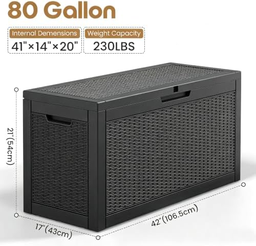 KAMABOKO 80 Gallon Outdoor Storage Box Waterproof Deck Box for Patio - Image 2