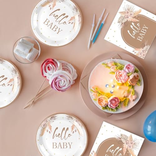 40 PCS Boho Baby Shower Decorations Bohemian Disposable Hey Baby Set - Image 6