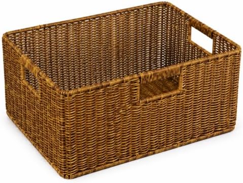 Large Wicker Basket, Waterproof Wicker Storage Basket for Organizing, Brown by ORDELITE