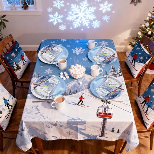 50Pcs Winter Ski Paper Plates 9 Inch Heavy Duty Disposable Skiing Snowy Mountain Dessert Plates Winter Mountain Ski Sport Adventure Decorations for Boys Girls Skier Birthday Holiday Party Supplies - Image 4