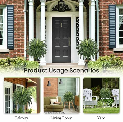 FOREST PRINCE 35" Fake Ferns Artificial Bush Plants for Outdoors, 2-Pack - Image 5