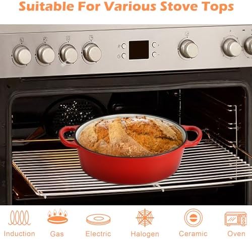 TeamFar Oval Dutch Oven, 5qt Enameled Cast Iron Dutch Oven Pot with Lid - Image 5