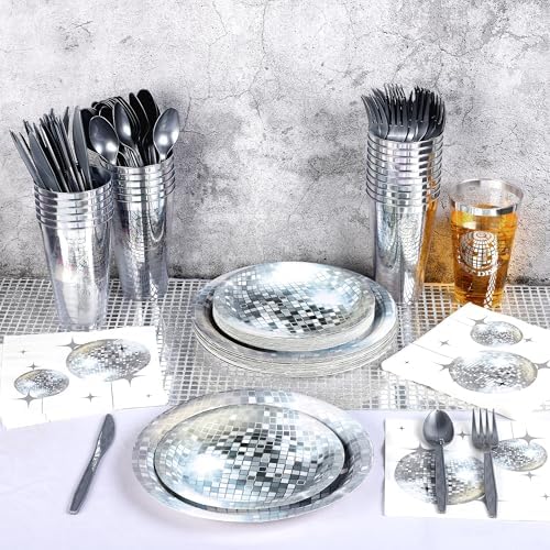 Kochorie 169 Pieces 70s 80s Disco Party Supplies Disposable Tableware Set - Image 5