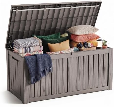 PatioZen 200 Gallon Deck Box Lockable Waterproof UV Resistant Grey by OutdoorLivingPerfected