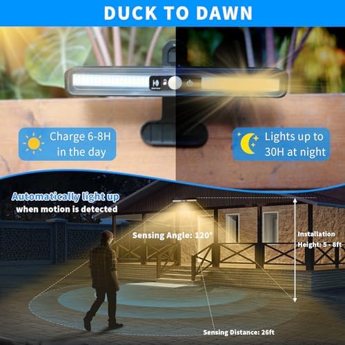 Clip On Solar Lights Outdoor with PIR Motion Sensor (Black ,2 Pack ,3000K) - Image 3