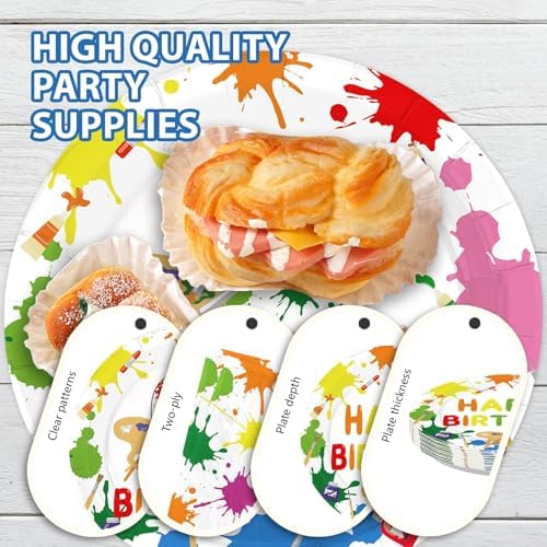 96 Colorful Art Paint 9th Birthday Party Supplies Serves 24 - Image 6
