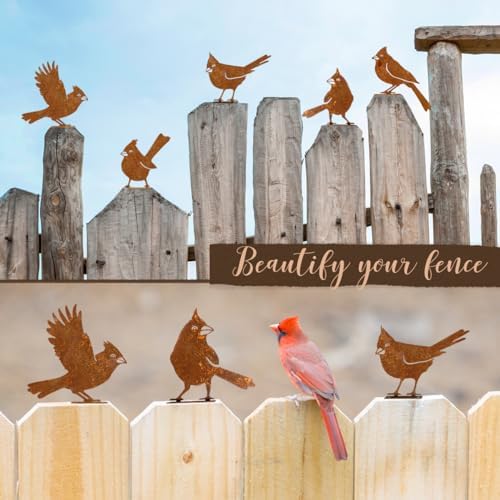 OULYDEKO 5PCS Rusty Birds Decoration, Garden Decor Spring Decorations Outdoor, Metal Birds Yard Decor Perfect Yard Art and Large Outdoor Ornaments, Cardinal Gifts，Metal Bird Silhouette Statues - Image 5