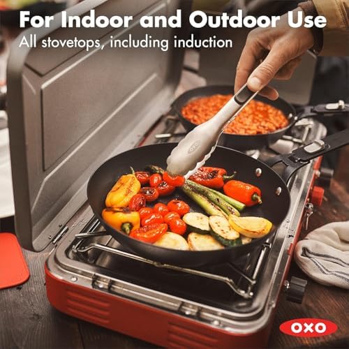 OXO Outdoor Pre-Seasoned Carbon Steel 12" Frying Pan Skillet, Detachable Handle for Easy Storage, Indoor Use, Nonstick with Use, Induction Suitable,Oven & Broiler Safe,Browning, Grill,Sear,Saute,Black - Image 3
