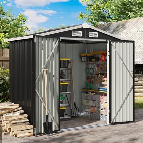 Aoxun 6x4 FT Shed Outdoor Storage Shed, Black by Aoxun
