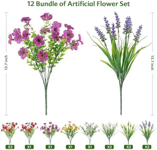 AGIRL Artificial Flowers Outdoor UV Resistant Fake Plant Garden Patio Decor - Image 3