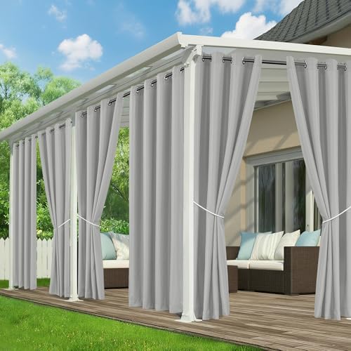 Outdoor Curtains for Patio Waterproof, 6 Drape Panels, Sun Shades by RichSets
