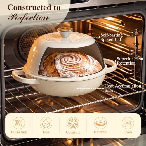 Umite Chef 6QT Enameled Cast Iron Dutch Oven for Bread Baking - Image 3