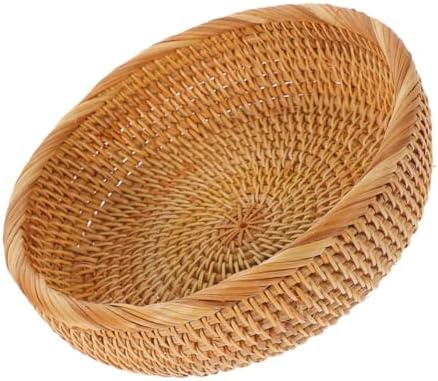 Rattan Woven Picnic Basket for Fruit and Snacks, Vintage Style by UPKOCH