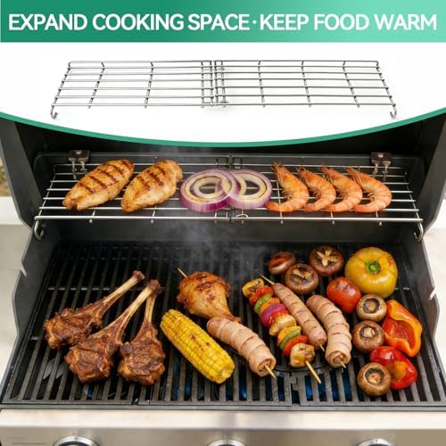 Genesis II E410 66045 Grill Warming Rack Replacement Part for Weber GS4 Genesis II E-410 S-410 SE-410, Foldable Stainless Steel Upper Warming Rack for Weber Genesis II 400 Series - Image 5