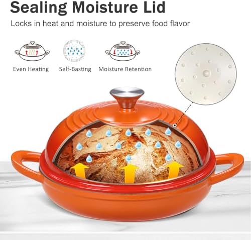 6 QT Enameled Cast Iron Round Bread Oven, Sourdough Dutch Oven - Image 6