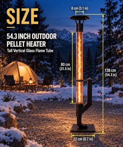 Wood Pellet Patio Heater, 58 Inch Outdoor Rocket Stove - Image 3
