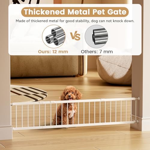 Fldofaves Dog Gate - 18"-45" Adjustable Extra Wide Metal Baby Gate to Step Over, 10" Tall Small Pet Gate with 3 Extension Kits, Pressure Mounted for Doorways & Stairs - Image 6