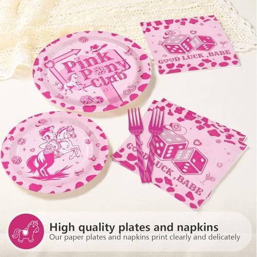 96Pcs Pink Pony Themed Party Decorations, Serves 24 - Image 3