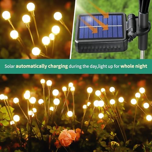 vignuto Solar Lights Outdoor Waterproof, 8 Packs 64LED, Solar Garden Lights, Garden Decor, Patio Decor, Unique Gifts for Women, Gifts for Grandma - Image 3