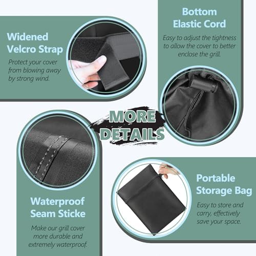 Grill Cover 65 Inch - Superior BBQ Cover for Weber Genesis 400 and Summit 400 Series Gas Grill - 600D Outdoor Barbecue Cover for Weber 4 Burner Genesis ii E325s, E410 and Summit E470, S420 - Image 6