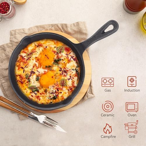 Z GRILLS Mini Cast Iron Skillets, Pre-Seasoned Cast Iron Frying Pan for Cooking & Grill, Stovetop, Camping Firepit, Induction, Oven Safe Cookware, 12 Inch - Image 2