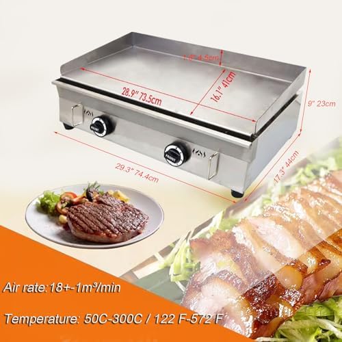 INTBUYING 2 Burners Commercial Flat Top Grill Gas Griddle 2000Pa Non-Stick Plate Flat Adjustable Temperature for Home Party Camping - Image 6