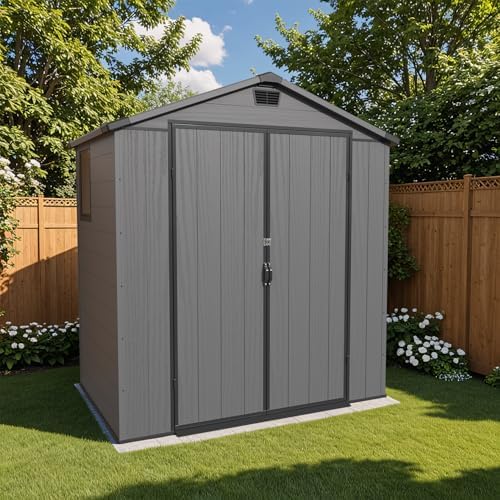 Patiowell 6X4 FT Plastic Outdoor Storage Shed with Floor, Resin Garden Shed by Patiowell