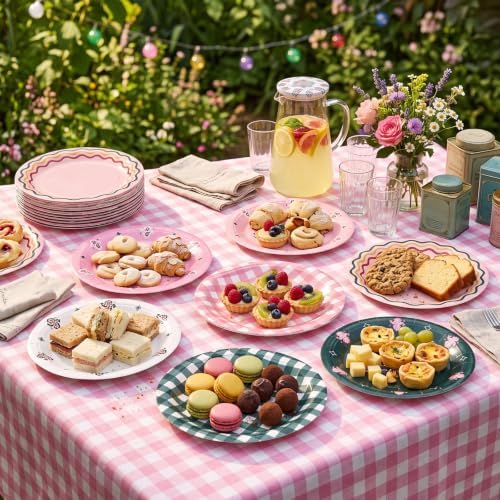 24 Pcs Camp Bachelorette Paper Plates 9" Gingham Decorations - Image 6