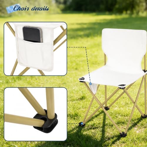 Camping Table with 2 Chairs, Portable Folding Picnic Table Set-Beige - Image 6