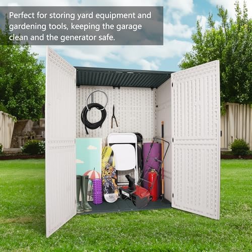 Outdoor Storage Cabinet, 52 Cu ft Resin Storage Box for Patio Garden Yard - Weatherproof Outdoor Storage Shed for Tools Pool Supplies - Lockable Vertical Storage Shed - Image 2