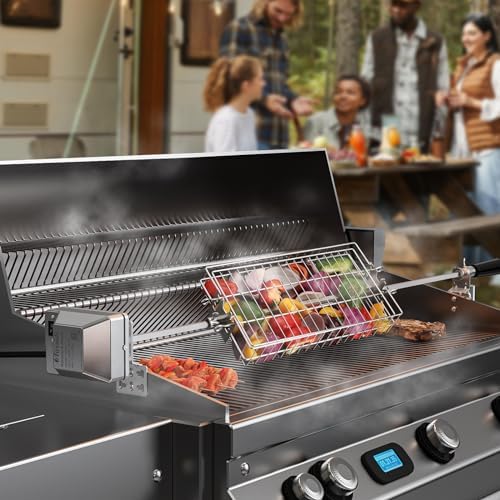 TURBRO Flat Rotisserie Basket, 304 Stainless Steel, Universal Grill Accessory, Compatible with 1/2” or 3/8" Hexagon, 3/8" or 5/16" Square Spit Rods, Fits Most Grills, for Outdoor BBQ - Image 6