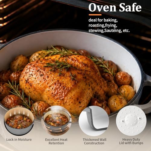 Winado 5 Qt Enameled Cast Iron Dutch Oven Pot with Lid, Black‑Gray Ombre - Image 2
