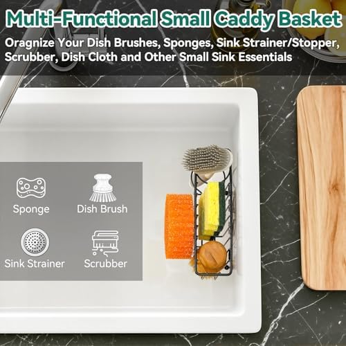 3-IN-1 Multiuse Sponge Holder for Kitchen Sink, Sponge Caddy for Scrub Daddy/Scrub Mommy Smiley Face, Sink Organizer Accessories for Dish Brush, Scrubber - with 2 Suction Cups & 1 Adhesive Hook - Image 4