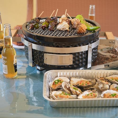 Yakitori Ceramic Charcoal Grill, Japanese Tabletop BBQ, Round 14" - Image 6