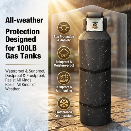 100 lb Propane Tank Cover 48.5", Heavy Duty 600D Waterproof Cylinder Cover - Image 2