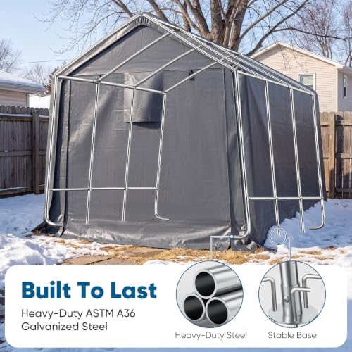 Quictent Heavy Duty 8x14FT Carport Storage Shelter with Roll-Up Door&Vents - Image 3