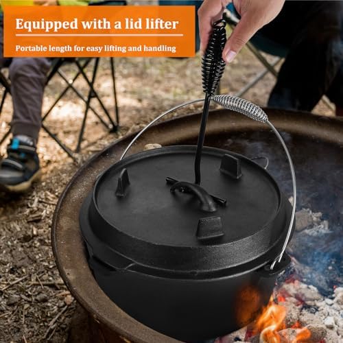 Leonyo 7QT Pre-Seasoned Dutch Oven Camping with Lid Lifter, 2-in-1 Pots - Image 5