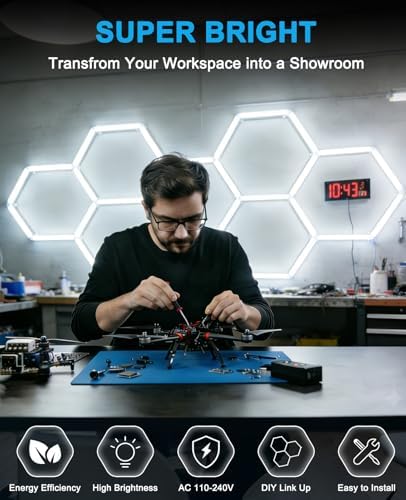 Hexagon Garage Lights: Hexagon led Gym Lights 40000LM DIY LED Shop Light - Image 2
