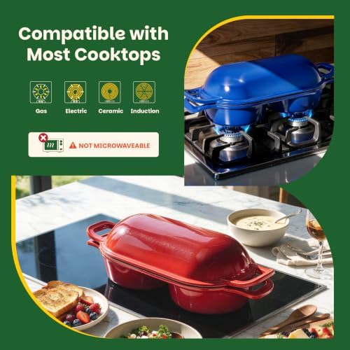 Double Dutch Oven for Sourdough Bread Baking, Cast Iron Dutch Oven [Blue] - Image 7