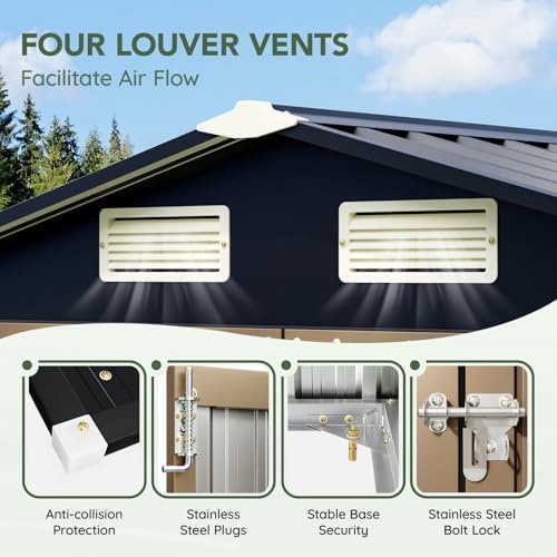 4 x 6 FT Metal Storage Shed for Backyard, Brown - Image 5