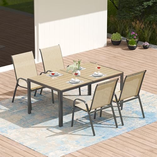 PIZZELLO 5-Piece Outdoor Dining Set w/ 60" Outdoor Table and 4 Chairs by PIZZELLO
