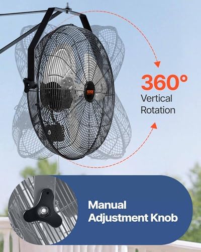 VEVOR Wall Mount Fan, 18 Inch 4150 CFM, 3-speed Wall Mounted Metal Fan - Image 3