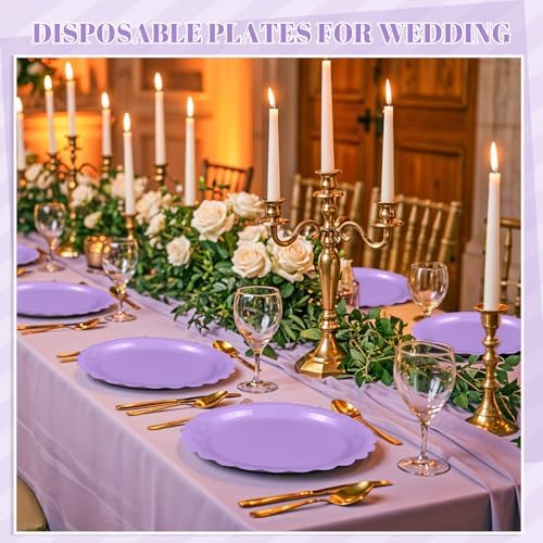 NatNarr 30 Pcs Lavender Plates 9 Inch Disposable Scalloped Plates Light Purple Birthday Plate Cute Dessert Party Plate for Wedding, Bridal Shower, Girls Birthday (Pack of 3) - Image 6