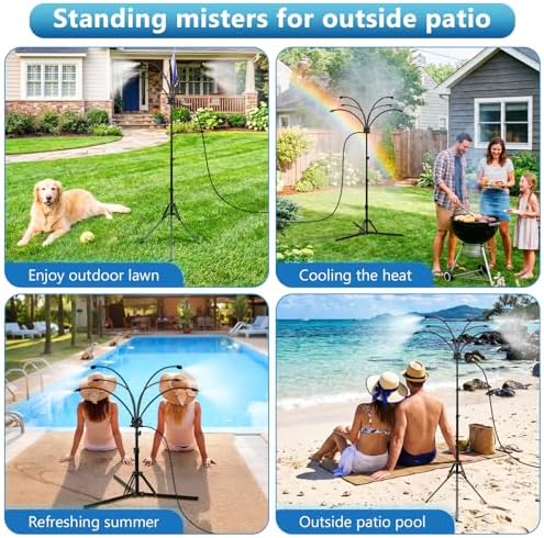 6-Adjustable Nozzle Standing Misters for Outside Patio - Easy to Install & Maintain, Customize Mist, Durable & Long-Lasting for Backyard Cooling - Image 3