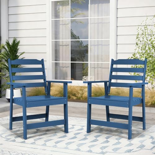 FUNBERRY Outdoor Dining Chairs Set of 2, HDPE Patio Chairs for Outside - Image 2