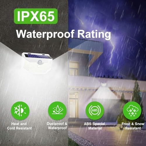 HMCITY 120 LED Solar Lights Outdoor with Motion Sensor, 8 Pack, White - Image 5