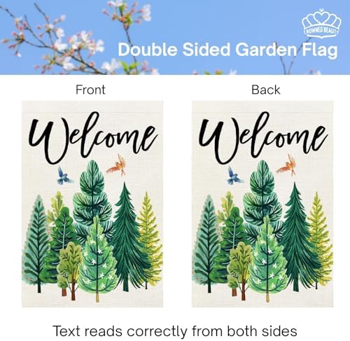 CROWNED BEAUTY Spring Summer House Flag Green Trees Double Sided 28x40 Inches Large Burlap Welcome Holiday Seasonal Yard Decoration for Outside Porch - Image 6