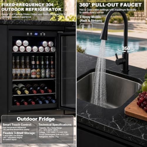 81.9" 6-Burner Modular Outdoor Kitchen Island, 85,000 BTU Propane Gas Grill - Image 5
