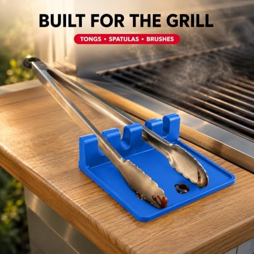 2 Pack Blue Silicone Spoon Rest for Stove Top Kitchen Spoon Holder Set - Image 7